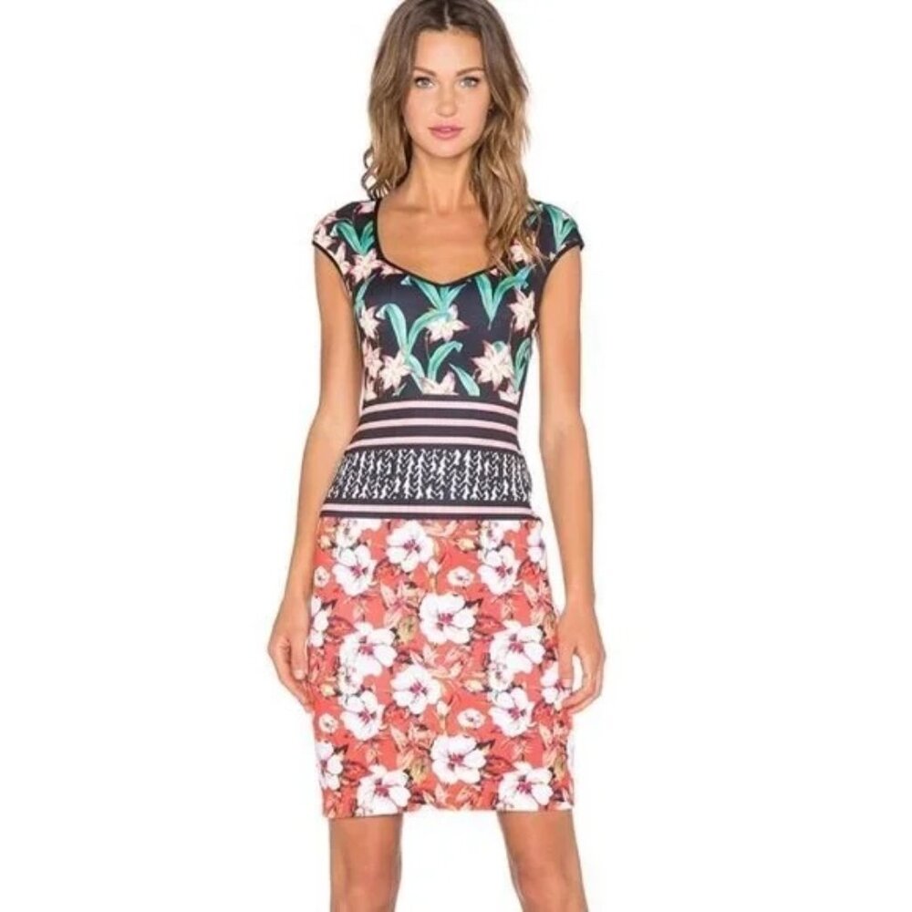 Clover Canyon Sunrise Neoprene Scuba Midi Dress in Multi - Picture 1 of 10